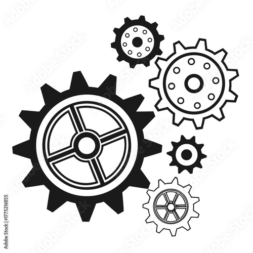 Gears and cogs, machine parts and engineering