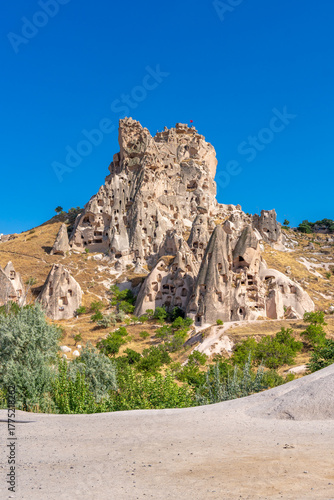 Volcanic rock formations landscape in Cappadocia, place of residence of ancient Christians