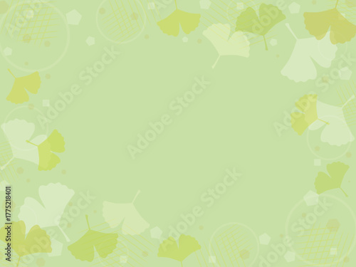 和風のイチョウ背景　ベクターの緑色の秋のテクスチャ　Vector ginkgo background
