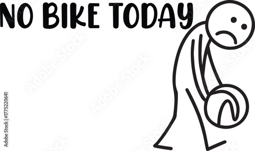 Stick figure illustration conveys disappointment about not cycling today