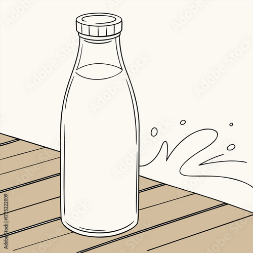 Realistic vector icon illustration milk jug in a splash of fresh milk isolated on white backgro