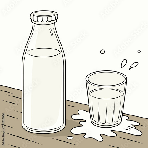 Realistic vector icon illustration milk jug in a splash of fresh milk isolated on white backgro