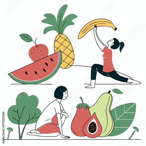 set of fruits and vegetables