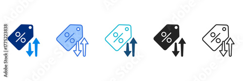 Inflation Rate Icon Set Multiple Style Vector Illustration 