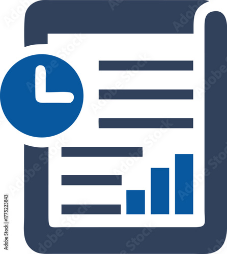Blue chart displays time ticking alongside rising bar graphs for efficient monitoring