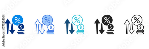 Interest Rate Icon Set Multiple Style Vector Illustration 