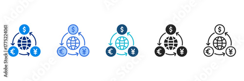 Currency Icon Set Multiple Style Vector Illustration 