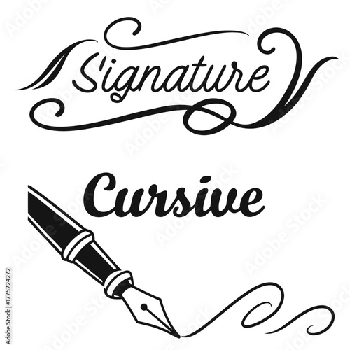 Signature and cursive text with fountain pen