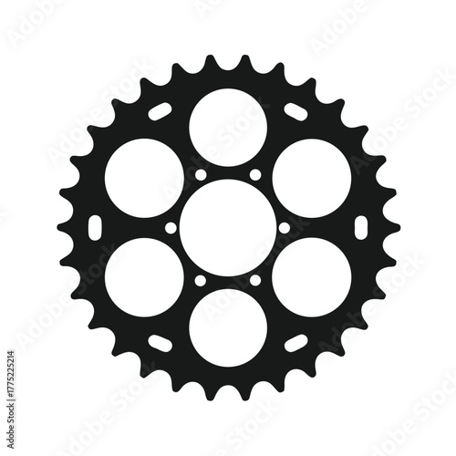 Minimal cycling chain wheel silhouette vector with white background for bicycle and mechanical art concept  