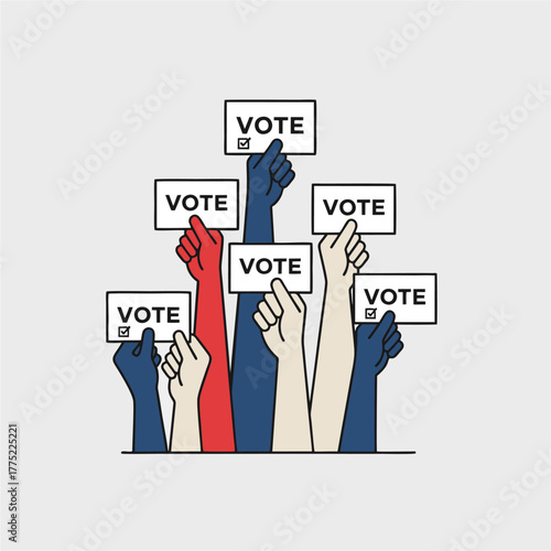 Diverse Crowd Raising Vote Signs in Support of Democracy and Election Participation