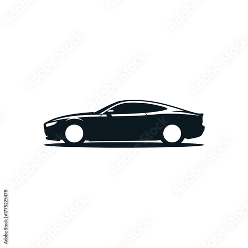 Black sleek luxury sports car silhouette vector illustration side view graphic
