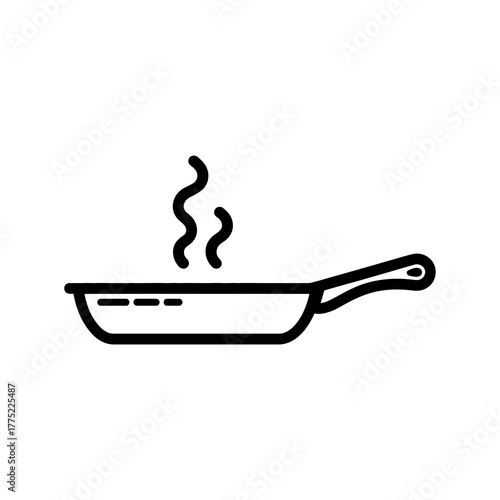 Cooking hot pan icon with steam rising from kitchen utensil flat design
