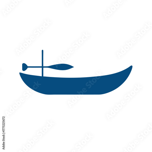 Minimal kayak boat on water silhouette vector design with white background for travel and nature activity concept  