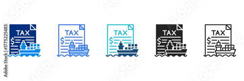 Import Tariff Icon Set Multiple Style Vector Illustration 