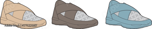 Stylish Vector Sneakers Fashionable Footwear in Multiple Colors for Active Lifestyles and Graphic Design