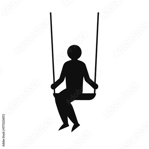 Minimal person sitting on swing silhouette vector design with white background for leisure and emotional art theme  