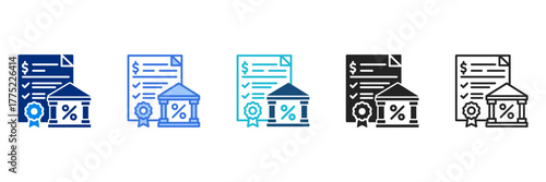 Monetary Policy Icon Set Multiple Style Vector Illustration 