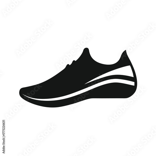 Minimal running shoe silhouette vector with white background for fitness and jogging lifestyle illustration  