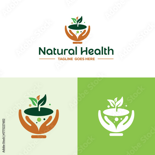 Green Natural Health Logo – Eco-Friendly Wellness and Organic Care Symbol for Holistic and Herbal Brands