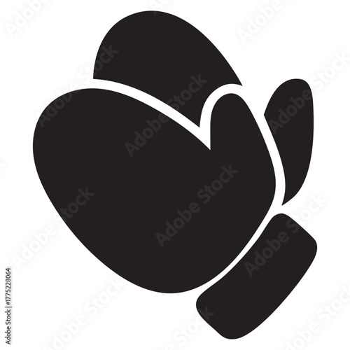 Black Boxing Gloves or santa hand Silhouette Icon for Sport and Fitness Design
