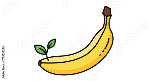 Cartoon Banana with Sprout - A Fresh and Healthy Fruit Illustration.