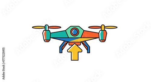 Colorful Drone with Upward Arrow Icon.