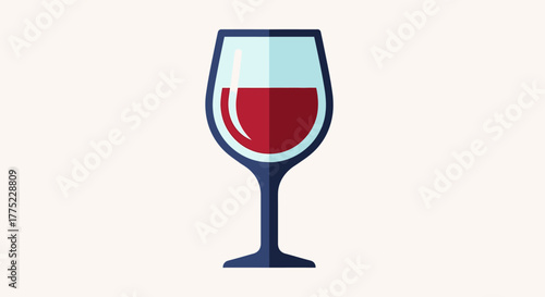 Elegant red wine glass vector illustration on a light background.