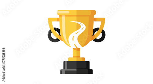 Golden Trophy with a Winding Road Design.