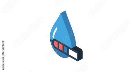 Isometric Water Drop USB Flash Drive Icon for Data Storage.