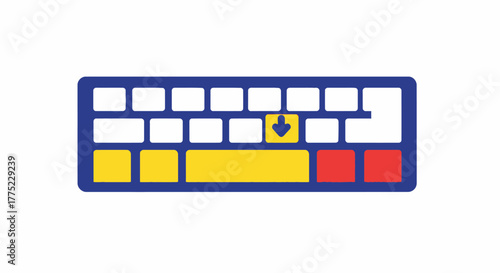 Simple flat design icon of a computer keyboard with highlighted keys.