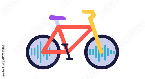 Vibrant and Modern Bicycle Illustration with Unique Wheel Design.
