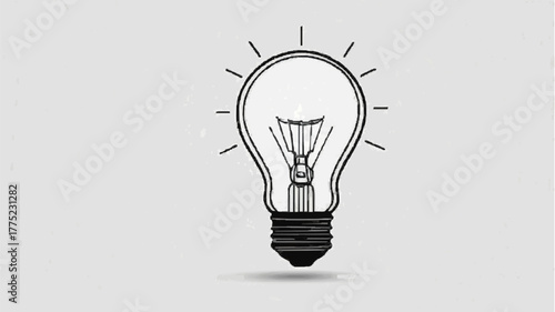 Glowing glass light bulb vector symbol representing a bright creative idea and technological innovation power