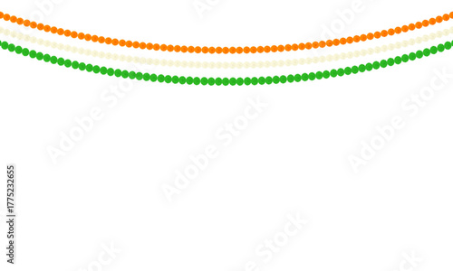 Indian tricolour flower decoretion: republic day 26 january vector png background frame, ceremony, festival, greeting, hanging, isolated, celebration, decoration, garland, orange, green,