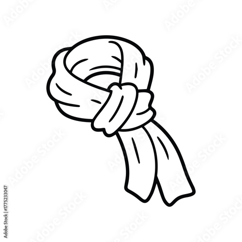 winter scarf outline coloring book page vector and illustration line art