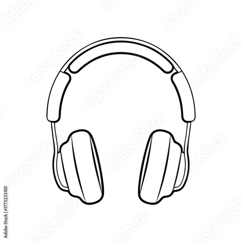 headphones outline coloring book page vector and illustration line art
