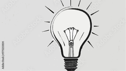 Bright electric light bulb vector illustration, a concept of power, inspiration, and technology on white