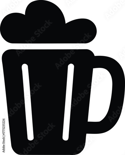 Black silhouette of a beer mug with foam drink beverage
