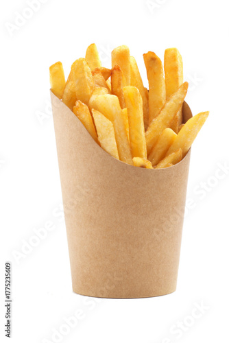 potato fries on brown paper illustration