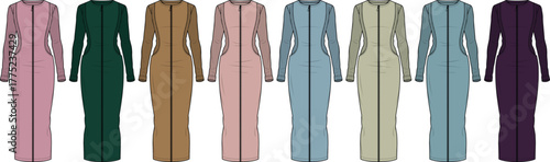 Elegant Dress Color Palette A Spectrum of Stylish Long Sleeve Designs for Diverse Fashion Choices