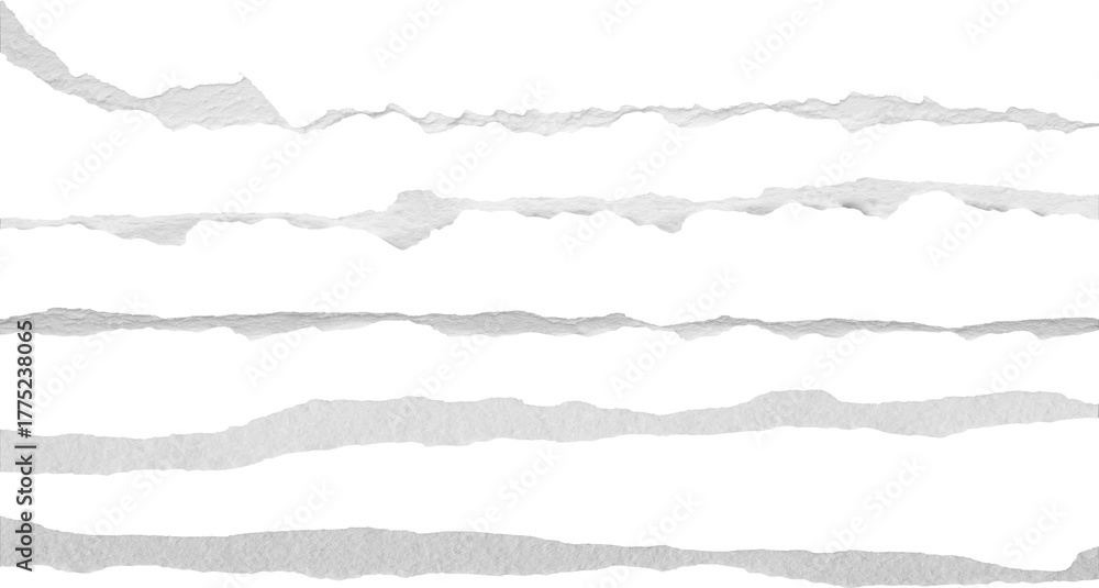 Fototapeta premium Ripped torn paper edges set isolated on black background