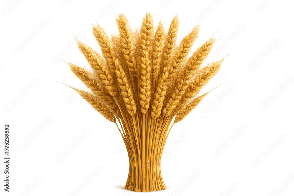 Fototapeta premium Golden wheat bundle representing agriculture, harvest, and food production on transparent background