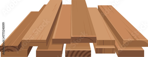 Stack of Wooden Planks Vector Illustration Isolated on White Background