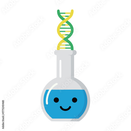 Minimal Pop Science Flask DNA Helix Icon | ミニマルポップな科学フラスコとDNAらせんのアイコン