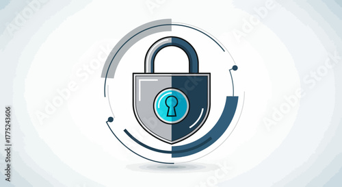 Security lock shield icon with transparent background