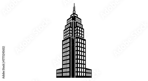 Tall skyscraper building with transparent background