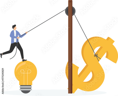 Control Uncertainty, Businessman Pushes Volatility Graph
