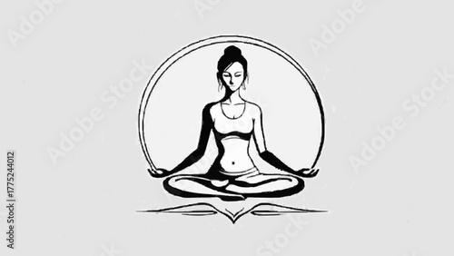 Yoga woman silhouette meditating in lotus pose vector illustration