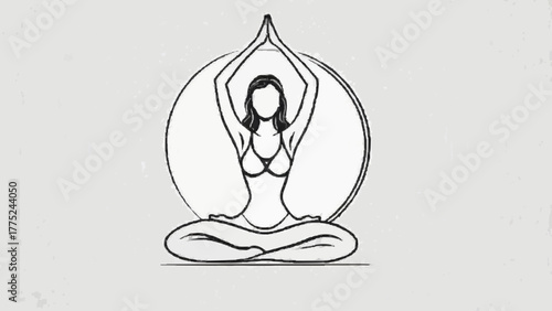 Woman in yoga lotus pose meditation silhouette vector illustration for health and relaxation