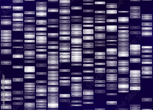 Genomic data visualization. Abstract DNA sequencing and genome mapping graphics. Scientific concept for medical research, biotechnology, and genetic testing. Vector illustration.