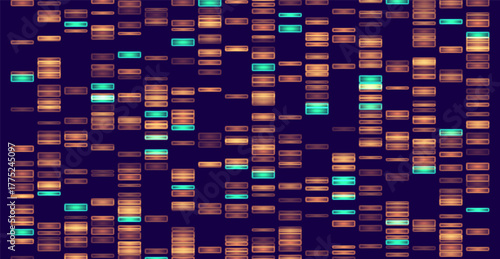 Genomic data visualization. Abstract DNA sequencing and genome mapping graphics. Scientific concept for medical research, biotechnology, and genetic testing. Vector illustration.